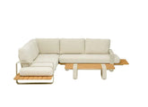 Dox Alu & Teak Wood Corner Sofa Set Mocha