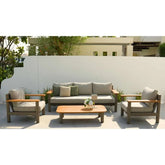 Florence Alu&Teak Sofa Set 5S Mocha