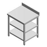 Durable Stainless Steel Commercial Kitchen Table with Backsplash, Middle Shelf, and Adjustable Feet - 60" x 30"