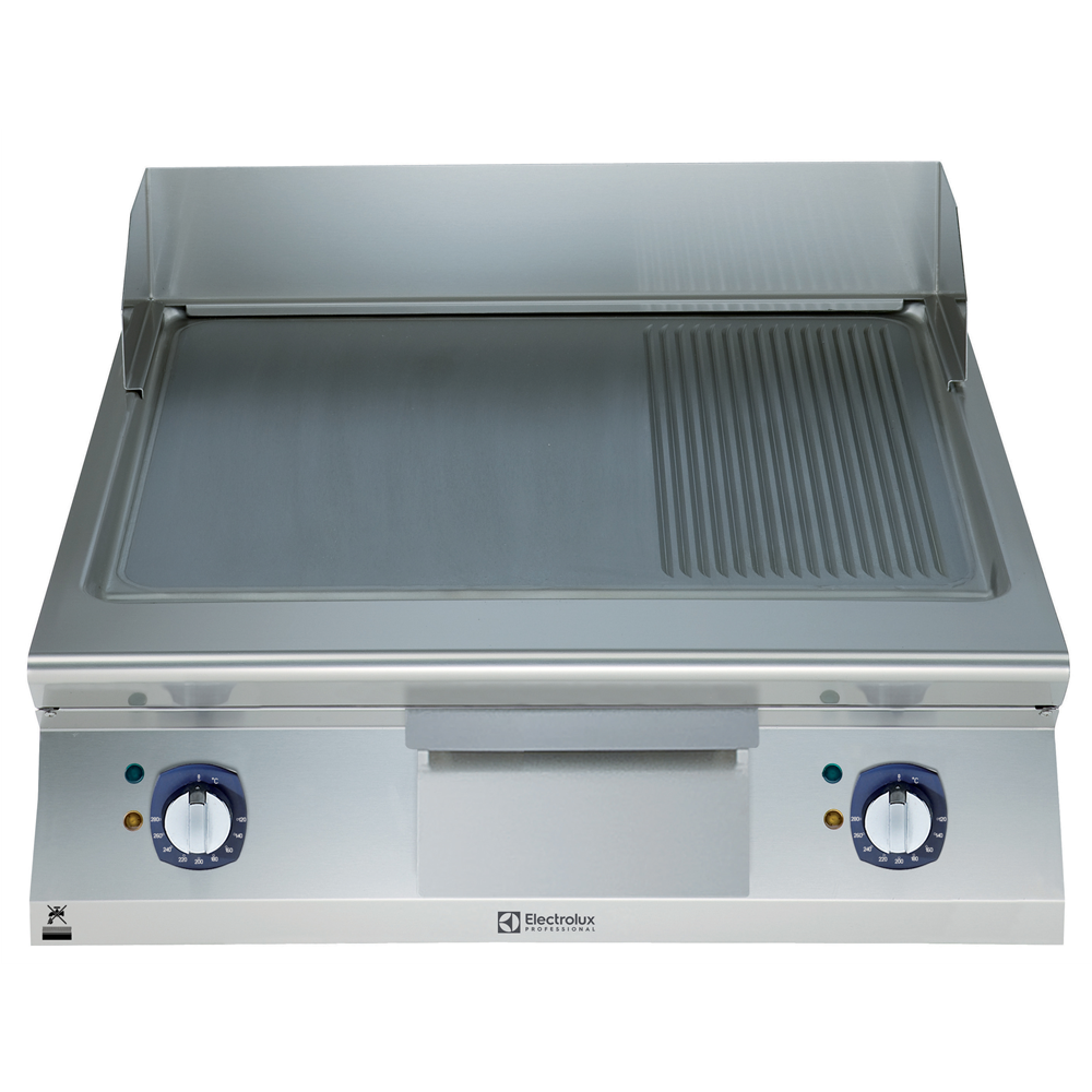 ELECTOLUX GRILL EL.FRYTOP POLISHED CHROME SMOOTH+RIBBED SLOPED 800MM - E9FTEHCP00 image 0