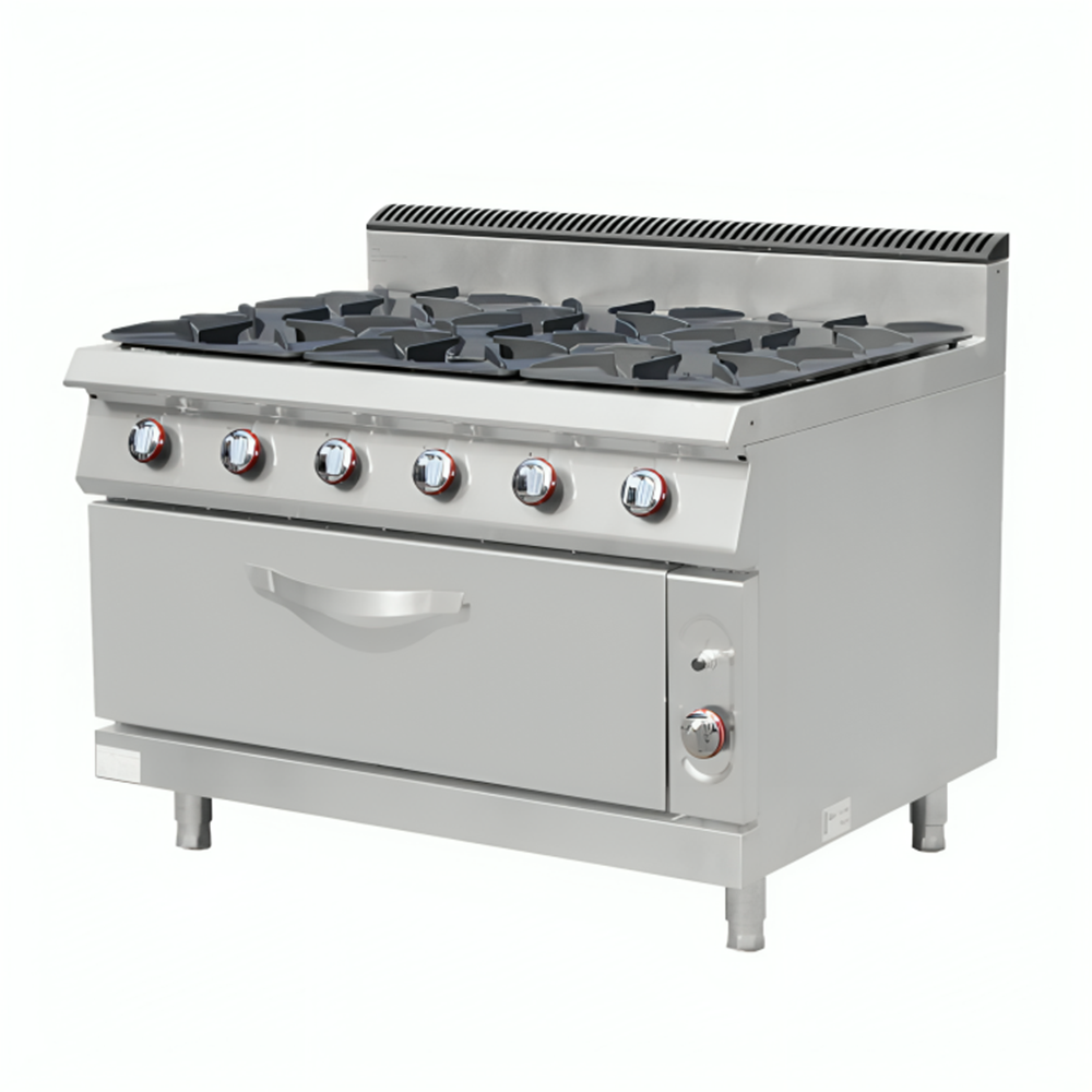 GAS COOKER (6 GAS RANGE ON LARGE GAS OVEN) E-RQB-900-6A
