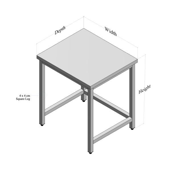 Durable Stainless Steel Table with Open Base - Grade 304 Brushed Finish