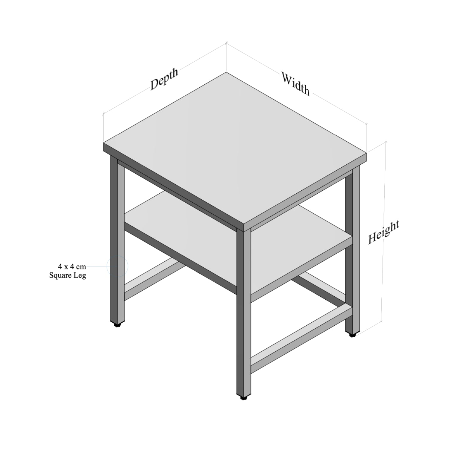 Durable Stainless Steel Table with Convenient Middle Shelf and Sturdy Open Base - Ideal for Commercial Kitchens and Workshops