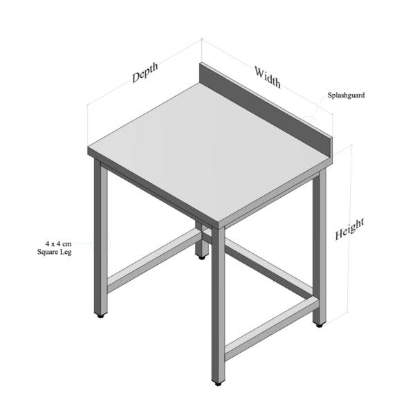 Durable Stainless Steel Commercial Table with Backsplash - Open Base Design