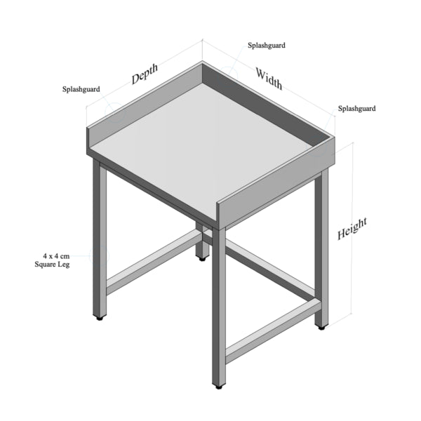 Durable Stainless Steel Table with Side Splashes and Open Base - Ideal for Commercial Kitchens