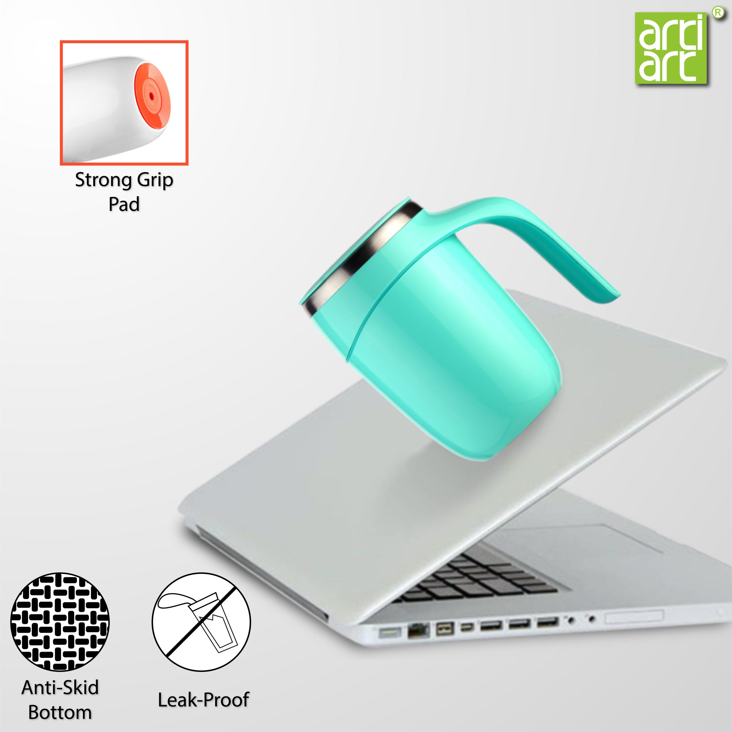 450ml GREEN DUMBO HOT OR COLD COFFEE MUG - SUCTION TECHNOLOGY BPA TOXIC FREE ARTIART image 0