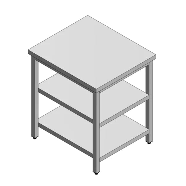 Durable Stainless Steel 304 Work Table with Middle and Bottom Shelf - Adjustable Legs