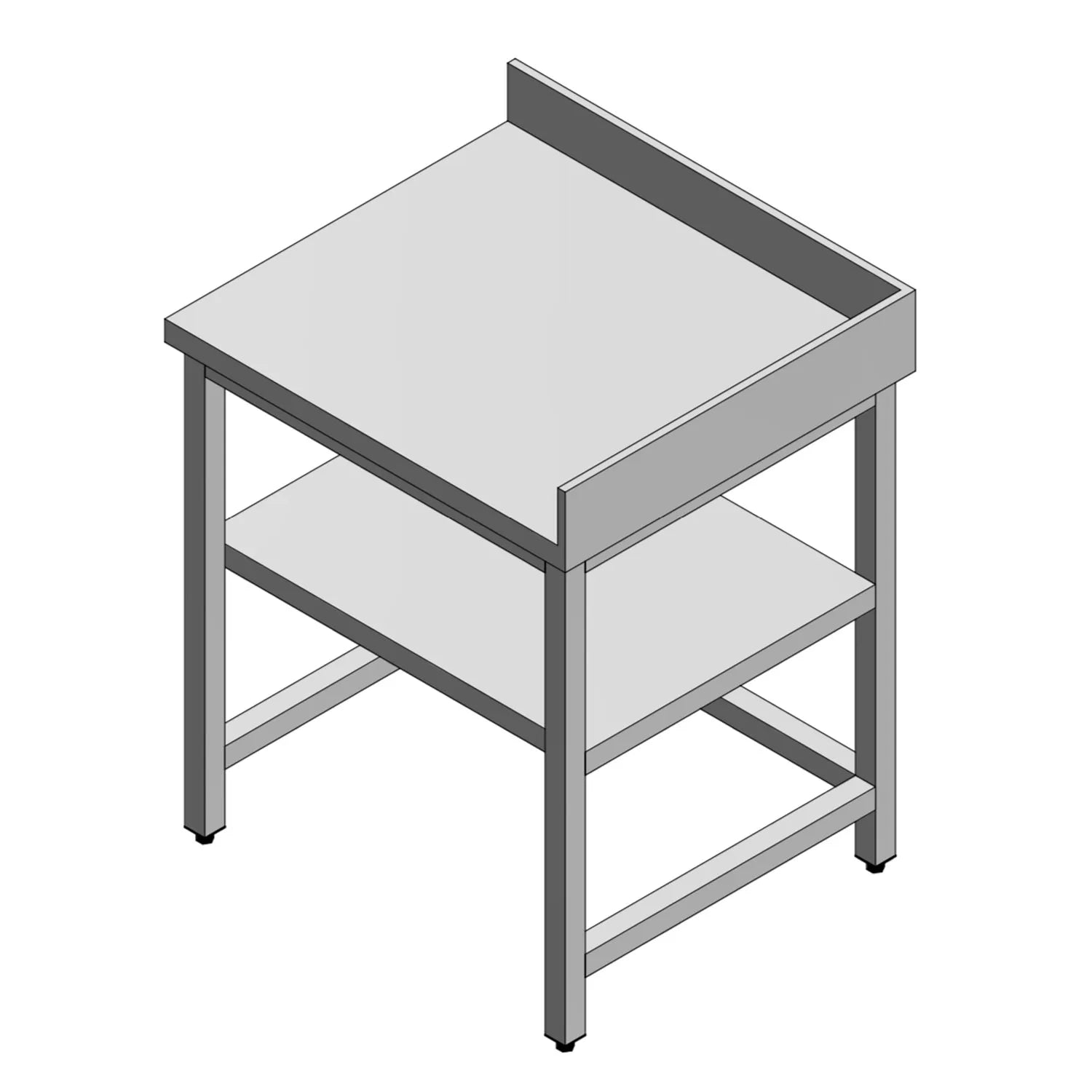 Durable Stainless Steel Commercial Kitchen Table with Right Side Backsplash & Middle Shelf - 304 Grade